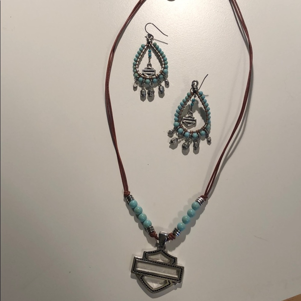Harley Davidson matching necklace and earrings